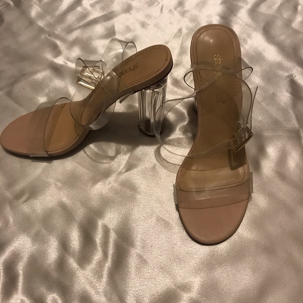 Clear open toe heels